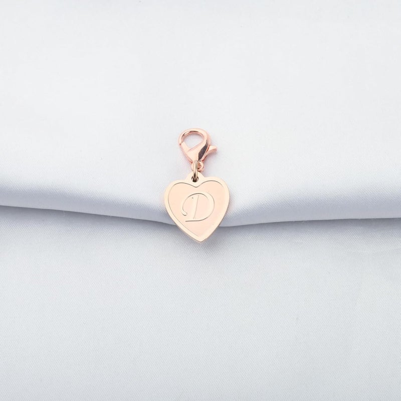 FAADBUK Initial Letter A-Z Alphabet Heart Charms for Jewelry Bracelet Keychain Necklace Initial Stainless steel Clasp Clip on Charm - Image 3